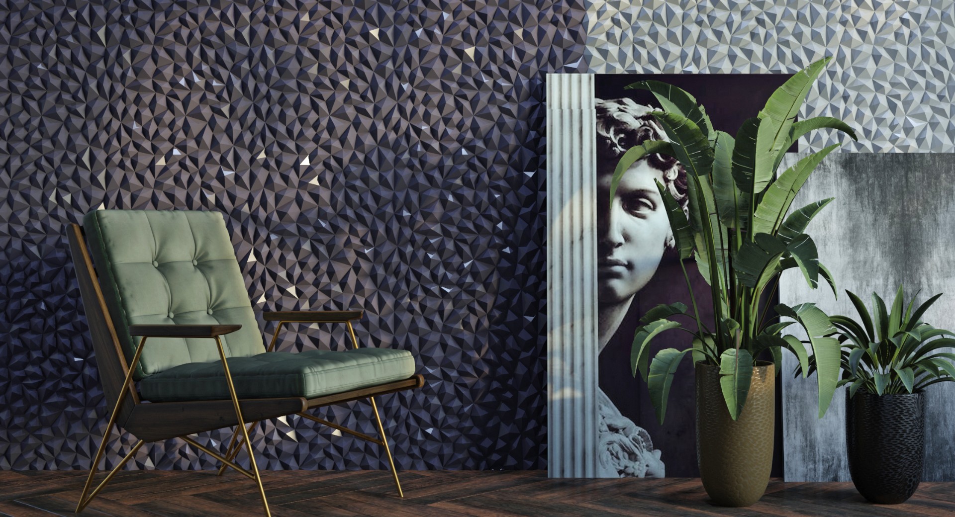 Стеновая панель 3D под покраску Bello Deco СП 15 500×500×22 фото в интерьере